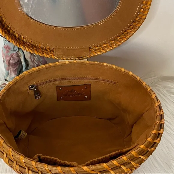 Patricia Nash Caselle Basket Purse with Tan & Crackled Rose Scarf - Picture 9 of 15